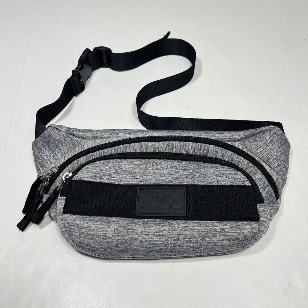 FILA Fanny Pack Unisex Adult Adjustable Strap 2 Pockets Heather Gray And Black